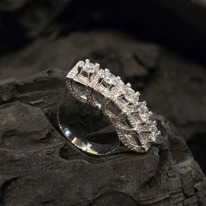 Bague tendance pour femme de qualité supérieure, diamant naturel, plaqué or 18 carats, or rempli, certifié IGI, taille brillant, luxe - Product Image 1