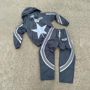 Custom Embroidered logo Lightweight Reflective Windbreaker Zip <b>Jacket</b> Set Nylon Tracksuit Stripe Sweat suit by STYLITEINTL - Product Image 5