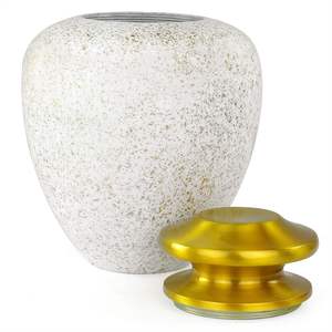 Urnes de crémation en métal en aluminium pour les cendres et les restes mortels | Magnifiques urnes faites à la main pour humains et animaux domestiques (Golden Splash) - Product Image 3