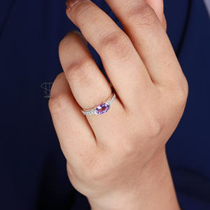 Natural <b>Amethyst</b> Gemstone 925 Solid Sterling Silver <b>Ring</b> Oval Shaped <b>Amethyst</b> <b>Ring</b> June Birthstone Sterling Silver <b>Ring</b> - Product Image 5