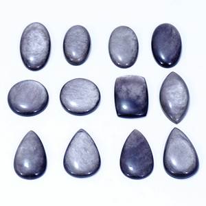 Natural Silver <b>Obsidian</b> Loose Cabochon Gemstones Silver <b>Obsidian</b> Wholesale Energy Healing Tumbled Cabochon Loose Gemstones - Product Image 4