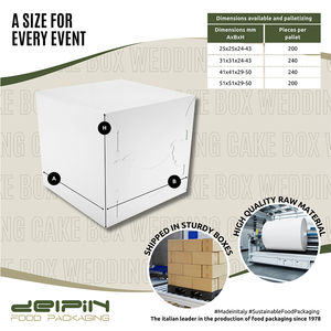 Hecho en Italia Caja de boda de cartón cuadrada desechable de lujo Caja de diseño de pastel Diferentes tamaños Listo para enviar - Product Image 4
