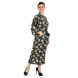Boho Cotton <b>Kimono</b> Hand-Printed Botanical Motif Indian House Robe Luxury Summer <b>Beach</b> Vacation Lightweight Yacht Softness - Product Image 5