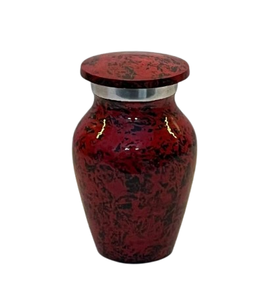 Petite urne souvenir rouge pour cendres humaines rayé en alliage de métal adulte femme mâle urne en aluminium avec sac en velours urne de taille personnalisée - Product Image 4