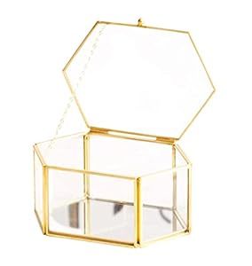 Boîte à bijoux en verre de forme géométrique, fabriquée en laiton et verre de haute qualité, pour la maison et l'organisation et la décoration des bijoux - Product Image 2