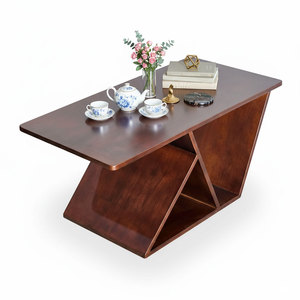 โต๊ะกาแฟไม้ยางพาราทรงสี่เหลี่ยมทันสมัย ขนาด 100x50x45 ซม. ปรับเปลี่ยนได้ ทนทาน เฟอร์นิเจอร์ห้องนั่งเล่น ใช้ภายในอาคาร โครงเหล็ก - Product Image 1