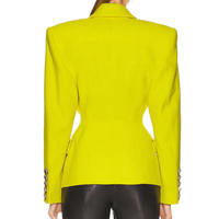 Blazer en laine pour femme, fermeture à un bouton, col en V, coupe ajustée, manches longues, respirant, veste de costume professionnelle