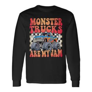 T-Shirt a Maniche Lunghe con Monster Truck Colorati, 'Monster Truck Are My Jam' - Per Uso Promozionale - Product Image 1