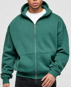 <b>Bulk</b> Casual Plain French <b>Terry</b> Puff Print Pullover 500GSM Cotton Custom Zip up Hoodie - Product Image 2