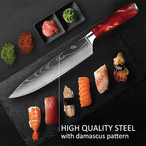 Venta al por mayor personalizado de calidad superior OEM ODM cuchillo de Chef japonés Damasco patrón láser cuchillo de Chef de cocina con mango de resina - Product Image 5