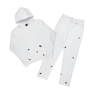 Wholesale Supplier Best Quality Custom Logo Two Piece Suits Custom Color <b>Plain</b> <b>Tracksuit</b> Hoodie Men Sweat suit Sets - Product Image 1