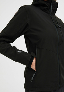 Veste Softshell à revêtement imperméable pour femmes noires à forte demande prix usine vestes d'extérieur à manches longues et coupe-vent - Product Image 3