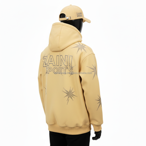 <b>Men's</b> Softshell <b>Hoodie</b> Jacket High Stretch Polyester Spandex Fleece <b>Beige</b> Custom Hotfix Logo softshell Jacket for <b>man</b> - Product Image 5