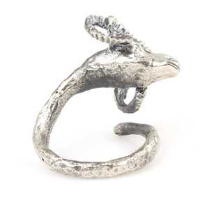 Handmade <b>Titanium</b> <b>Ring</b> with Silver Ram's Head Inlay Religious Style Plated Craft Gift for Children - Product Image 3