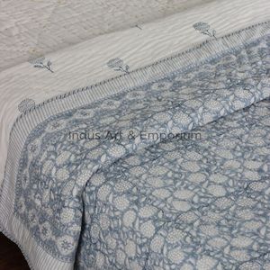 Manufacture Handmade Cotton Hand Block Floral Printed Blanket Wholesale Cotton Blanket - Product Image 1