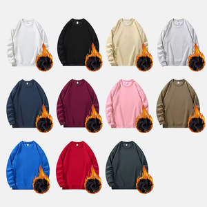 Wholesale Oversized Hoodies Wholesale Crew Neck Pullover Blank <b>Plain</b> <b>Sweatshirt</b> Long Sleeve Heavyweight Drop Shoulder for Autumn - Product Image 2