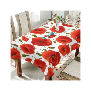 Dining Red Roses Cotton <b>Linen</b> 60x120 Inch Wrinkle Resistant ISO 14001 Balanced Texture Smooth Surface Custom Logo Dining Setup - Product Image 1