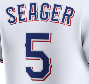 2025 Jersey beyzbol tişörtü özel işlemeli dikişli logolar üniforma giymek #5 Seager - Product Image 1