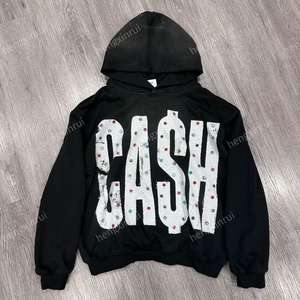 Sweat à capuche surdimensionné pour homme avec logo personnalisé, en molleton épais 450 GSM 100 % coton, imprimé 3D en relief avec strass, haute qualité - Product Image 6