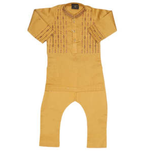 Traje Shalwar Bordado para Niños - Color Mostaza - Product Image 4