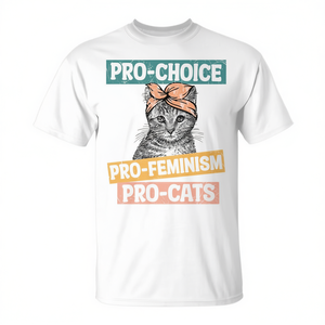 เสื้อยืดคอกลมแขนสั้นลาย Pro Choice Feminist Cat Mom สำหรับผู้ใหญ่ 男女  งานโปรโมชั่น พิมพ์ลายซิลค์สกรีน - Product Image 2