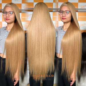Venta al por mayor HD peluca frontal de encaje vietnamita cabello humano de alta calidad listo para enviar 100% Remy doble dibujado extensiones de cabello - Product Image 5
