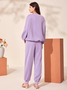 Por encargo Nuevo Diseño de moda Su propio logotipo Mujeres Trajes de chándal de lana de algodón Traje de chándal para las mujeres - Product Image 2