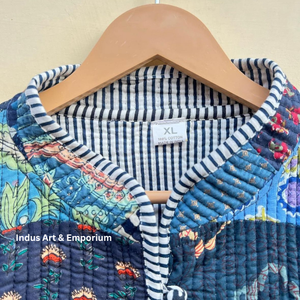 Venta al por mayor indio hecho a mano Chaqueta de algodón acolchado Jaipuri Vintage algodón Kantha chaqueta sin mangas Reversible indio hecho a mano Kanth - Product Image 3