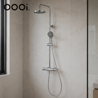 Ensemble de douche mural apparent avec système de douche pluie et douchette plate, mitigeur de douche double fonction non thermostatique