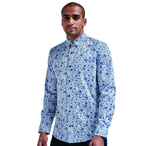 เสื้อเชิ้ตผ้าฝ้ายผ้าลูกฟูกแขนยาวสำหรับผู้ชายสินค้ามาใหม่2023ออกแบบได้ตามต้องการฤดูใบไม้ร่วง - Product Image 1