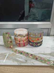 Tissu en dentelle brodée de haute qualité pour robes de mariée Tissu en dentelle brodée florale de luxe pour robes de mariée - Product Image 5