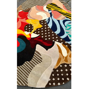 Tapis moderne multicolore de designer, tapis en laine abstrait artistique à poils longs pour la maison ou le pique-nique, cadeau de Noël et du Nouvel An - Product Image 4