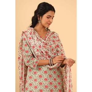 Kurta Formal de Algodón con Corte en A, Modelo Firdous Kamal - Product Image 1