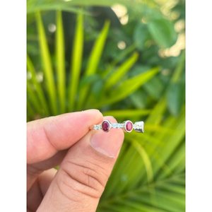 925 <b>Silver</b> Natural Ruby <b>Statement</b> <b>Ring</b> 24K Gold Plated Boho Style Romantic Everyday Wear Gemstone <b>Ring</b> - Product Image 2