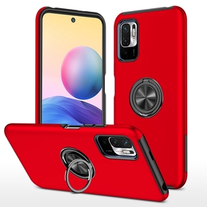 Pour Xiaomi <span class=keywords><strong>Redmi</strong></span> <span class=keywords><strong>Note</strong></span> <span class=keywords><strong>10</strong></span> 5G PC + TPU étui <span class=keywords><strong>de</strong></span> téléphone magnétique antichoc avec porte-anneau invisible - Product Image 1