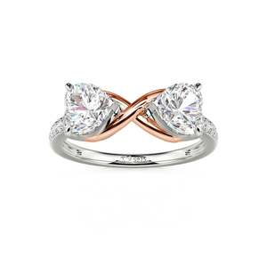 Jeulia Custom Double Heart Two-Tone Infinity <b>Ring</b>-<b>Adjustable</b> Gold Plated Fashion <b>Ring</b> - Product Image 3