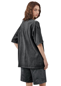 Ensemble de 2 pièces t-shirt oversize délavé à l'acide et short en coton de haute qualité t-shirt oversize ensemble de t-shirts pour hommes avec logo personnalisé - Product Image 6