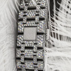 Mejor Premium 20mm de acero inoxidable analógico reloj de lujo estilo Hip Hop nueva llegada de alta calidad totalmente helado Moissanite antiguo encanto - Product Image 4