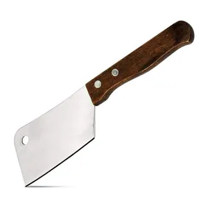 새로운 디자인 2024 면도기 날카로운 칼 주방 요리사 칼 스테인레스 스틸 슬라이스 고기 도마 칼 나무 손잡이 정육점 칼