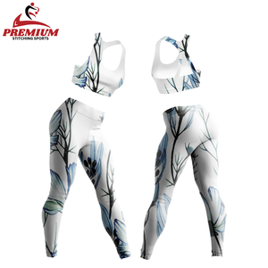 Ropa de gimnasio de entrenamiento de diseño personalizado para mujeres y adultos conjuntos de gimnasio de cintura alta con patrón sólido sublimado - Product Image 6