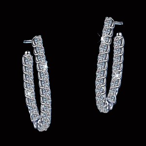 Fully Iced Out VVS Moissanite Diamond Stud <b>Earrings</b> IGI Certified 14K White Gold Plating Diamond Hip Hop Style for Women - Product Image 3
