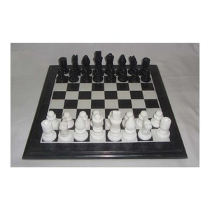 เสื้อกระดานหมากรุกกระดานหมากรุกหินสีขาวดำบริสุทธิ์สำหรับตกแต่งบ้านท็อปส์และการเล่นดีไซน์ที่น่าทึ่ง - Product Image 1