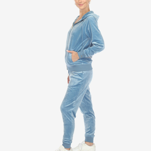 ชุดวอร์มลำลองผ้ากำมะหยี่สีดำสไตล์วินเทจแบบสองชิ้น ระบายอากาศได้ดี คุณภาพสูงสำหรับผู้หญิง - Product Image 4