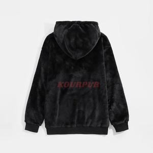 Sudadera con Capucha de Terciopelo de 260g, Moderna, para Hombre y Mujer, Larga, de Invierno, con Bordado 3D, Cremallera, Logotipo Personalizado, Forro, Holgada, Lisa - Product Image 2