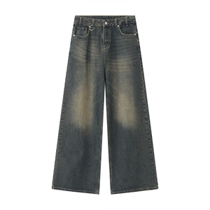 Usine personnalisée Hommes Rétro en Détresse Lâche Jambes Larges Longueur au Sol Jeans High Street Style Quatre Saisons Options de Taille - Product Image 1