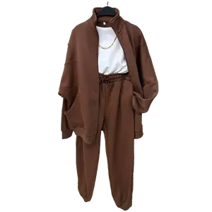 Chic Fleece Hoodie and Pants Set with Oversized Pockets, Elastic Waist, and Comfortable Loose Fit