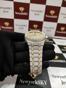 Véritable VVS Moissanite Clouté Diamant Montre Glacé Montre Pour Hommes Personnalisé Hip Hop Montre Argent Plaqué Diamant Bijoux - Product Image 3