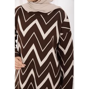 Pull tricoté vintage Lavin, motif léopard zigzag café, grande taille, respirant, style décontracté pour l'automne-hiver, style coréen - Product Image 5