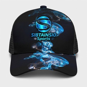 Casquette Trucker Noire Personnalisée avec Impression par Sublimation Bleue, Dos en Maille, Chapeau Snapback, Logo Brodé, Réglable, Style Streetwear, Casquette de Sport - Product Image 4
