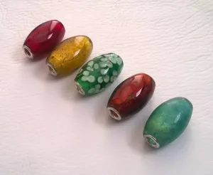 Cuentas de tubo artesanales europeas de 28x15mm, agujero de 5mm, lámina de oro, vidrio de murano para fabricación de joyas, Material de cristal, cuentas VISHAL - Product Image 1